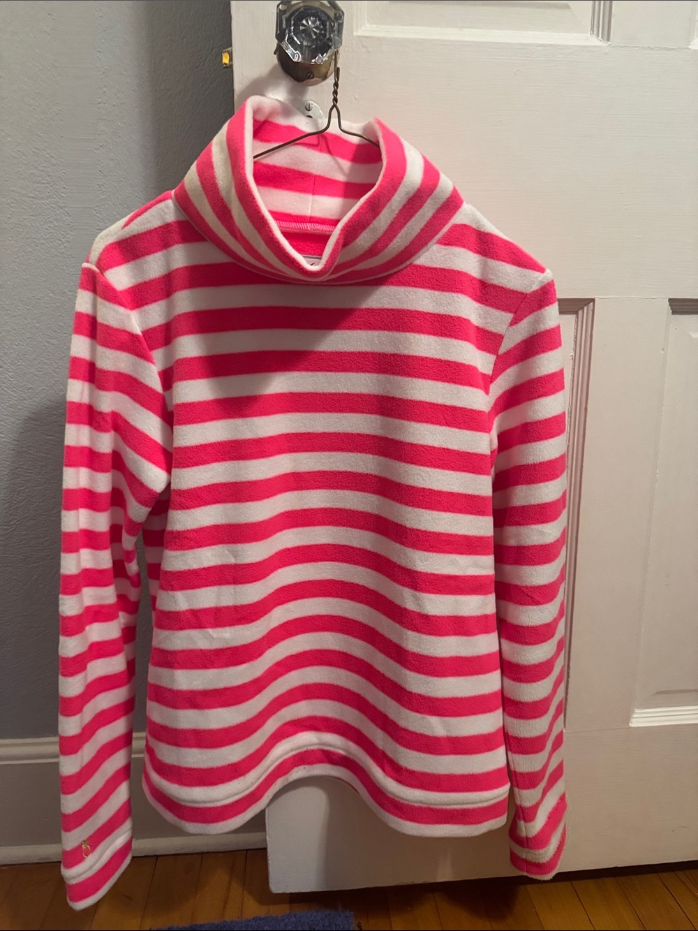 Dudley Stephens Pink and White Striped Cowl Neck Sweater